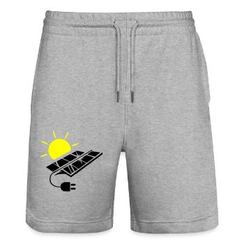 Photovoltaic System Solar Energy - Stanley/Stella Trainer Unisex Organic Jogging Shorts - heather grey - Front - Nik (191cm) & Marisol (170cm)