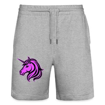 Unicorn Head - Stanley/Stella Trainer Unisex Organic Jogging Shorts - heather grey - Front - Nik (191cm) & Marisol (170cm)