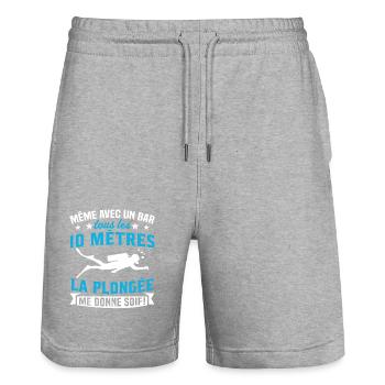 la plongée me donne soif t-shirt plongeur plongée - Short de jogging bio TRAINER Stanley/Stella unisexe - gris chiné - Devant - Nik (191cm) & Marisol (170cm)
