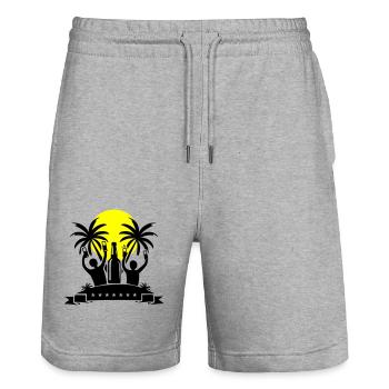 Île, Fête, Célébration, Bière - Short de jogging bio TRAINER Stanley/Stella unisexe - gris chiné - Devant - Nik (191cm) & Marisol (170cm)