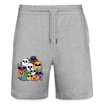 Halloween Party Figures Cool - Stanley/Stella Trainer Unisex Organic Jogging Shorts - heather grey - Front - Nik (191cm) & Marisol (170cm)