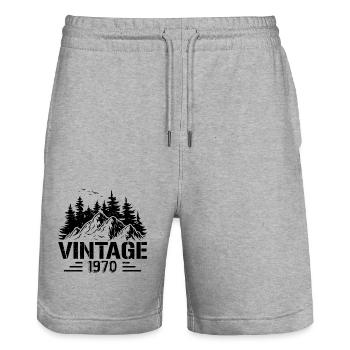 T-Shirt VINTAGE 1970 - Stanley/Stella Trainer Unisex Organic Jogging Shorts - heather grey - Front - Nik (191cm) & Marisol (170cm)
