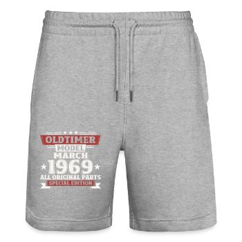 55th Birthday Classic Car March Vintage 1969 - Stanley/Stella Trainer Unisex Organic Jogging Shorts - heather grey - Front - Nik (191cm) & Marisol (170cm)