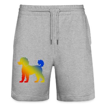 Poodle Hund Bunt - Stanley/Stella Unisex Bio Joggingshorts Trainer  - Grau meliert - Vorne - Nik (191cm) & Marisol (170cm)
