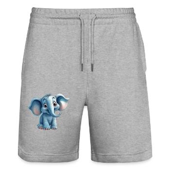 Niedlicher Elefant für Kinder für Kinder - Stanley/Stella Unisex Bio Joggingshorts Trainer  - Grau meliert - Vorne - Nik (191cm) & Marisol (170cm)