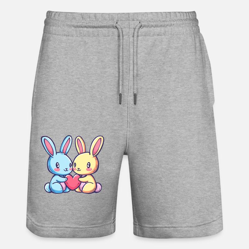 Lapin Bande Dessinée Couple Amour - Short de jogging bio TRAINER Stanley/Stella unisexe - gris chiné