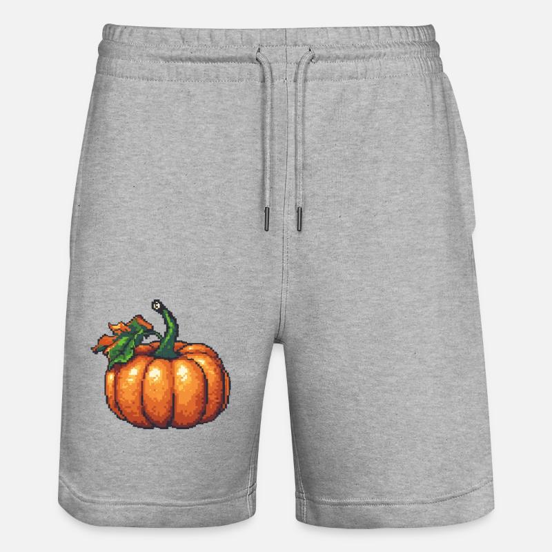 Icône de pixel de citrouille - Short de jogging bio TRAINER Stanley/Stella unisexe - gris chiné
