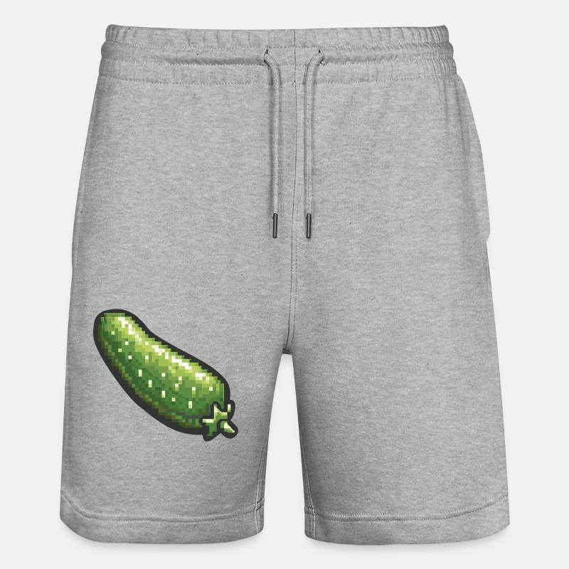 Icône pixel de concombre - Short de jogging bio TRAINER Stanley/Stella unisexe - gris chiné