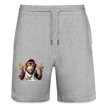 Streetart Affe Urban Rap Street Affe - Stanley/Stella Unisex Bio Joggingshorts Trainer  - Grau meliert - Vorne - Nik (191cm) & Marisol (170cm)
