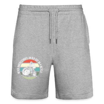 Never Underestimate An Old Guy on a Bicycle - Stanley/Stella Unisex Bio Joggingshorts Trainer  - Grau meliert - Vorne - Nik (191cm) & Marisol (170cm)
