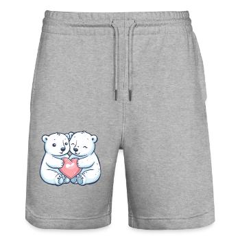 Polar Bear Couple Love Couple In Love Polar Bear - Stanley/Stella Trainer Unisex Organic Jogging Shorts - heather grey - Front - Nik (191cm) & Marisol (170cm)