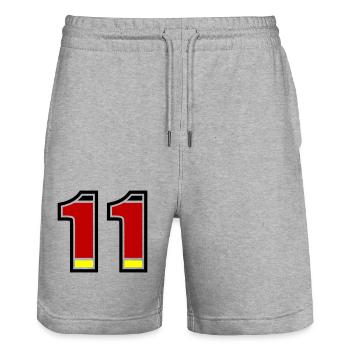 Maillot Allemagne numéro 11 - Short de jogging bio TRAINER Stanley/Stella unisexe - gris chiné - Devant - Nik (191cm) & Marisol (170cm)