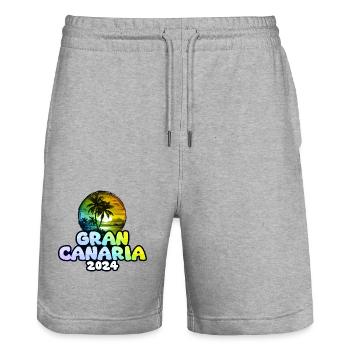 Gran Canaria 2024 Palm Trees Multicolored - Stanley/Stella Trainer Unisex Organic Jogging Shorts - heather grey - Front - Nik (191cm) & Marisol (170cm)