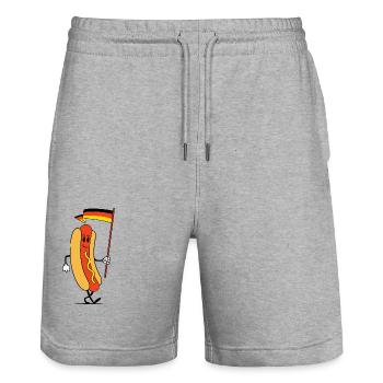 Hot dog with flag - Stanley/Stella Trainer Unisex Organic Jogging Shorts - heather grey - Front - Nik (191cm) & Marisol (170cm)