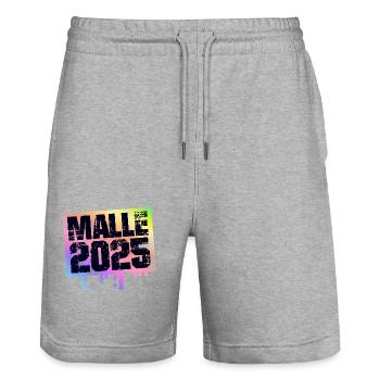 Malle 2025 Majorque colorée - Short de jogging bio TRAINER Stanley/Stella unisexe - gris chiné - Devant - Nik (191cm) & Marisol (170cm)