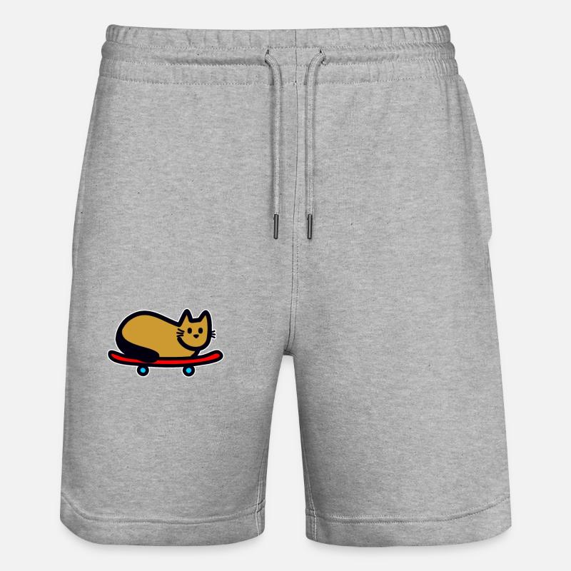 Chat sur skateboard - Short de jogging bio TRAINER Stanley/Stella unisexe - gris chiné