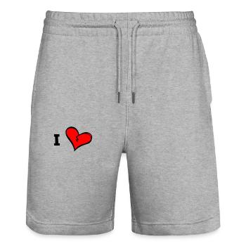 J’aime... Insérez votre propre texte Personnaliser - Short de jogging bio TRAINER Stanley/Stella unisexe - gris chiné - Devant - Nik (191cm) & Marisol (170cm)