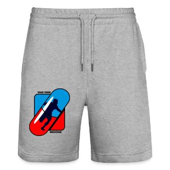 Prendre - Le vôtre - Médicament - Sports - Short de jogging bio TRAINER Stanley/Stella unisexe - gris chiné - Devant - Nik (191cm) & Marisol (170cm)