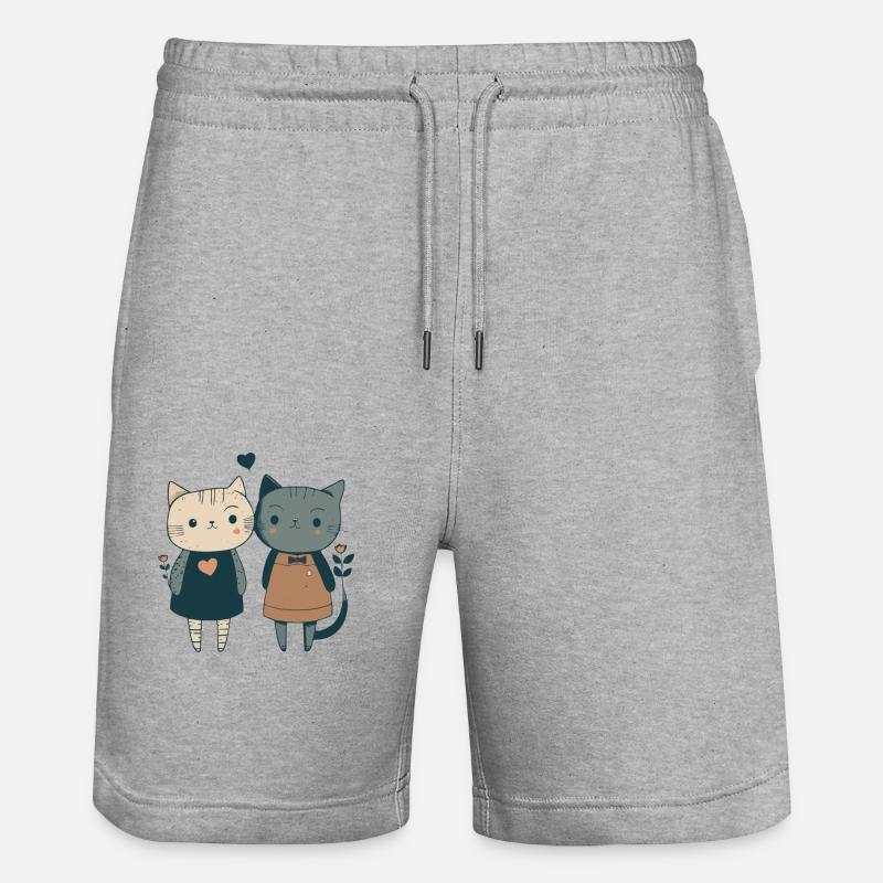 Paire de chats mignons - Short de jogging bio TRAINER Stanley/Stella unisexe - gris chiné