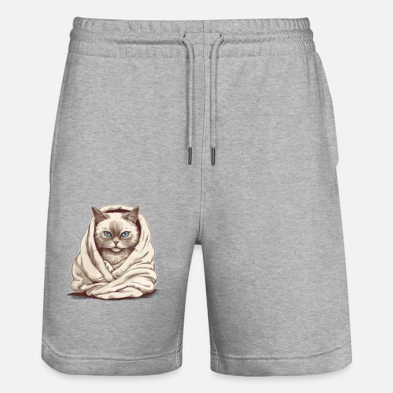 Chat dans une couverture - Short de jogging bio TRAINER Stanley/Stella unisexe - gris chiné