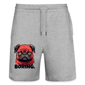 Gelangweilter kleiner Mops - Stanley/Stella Unisex Bio Joggingshorts Trainer  - Grau meliert - Vorne - Nik (191cm) & Marisol (170cm)