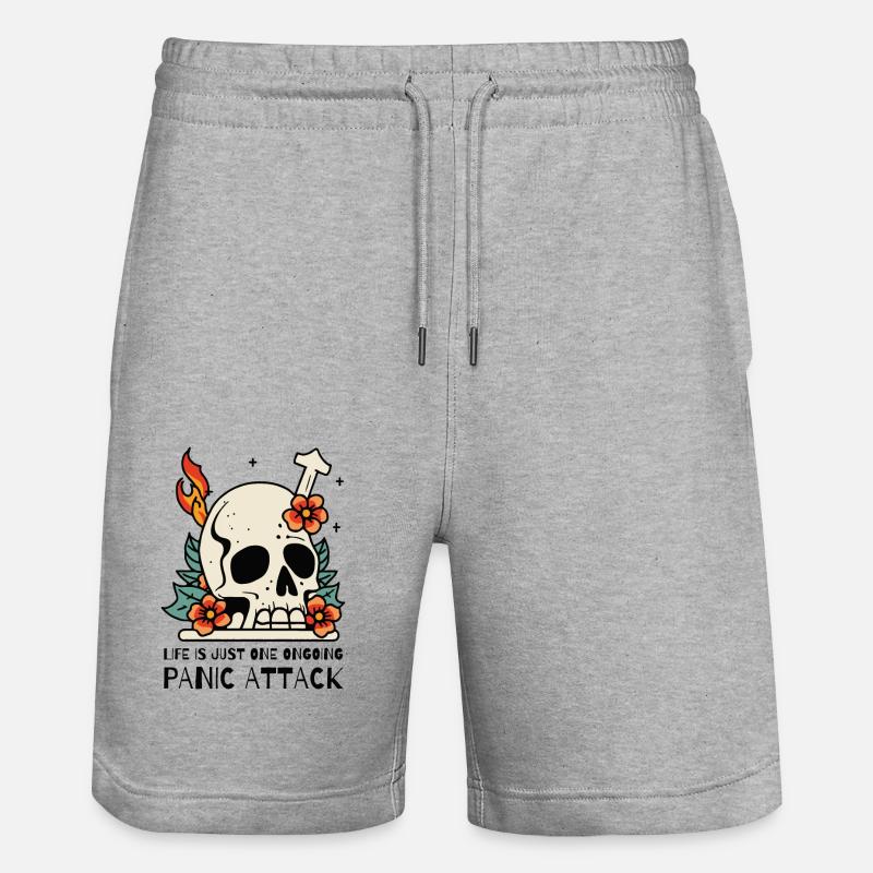Das Leben ist eine Panikattacke - Stanley/Stella Unisex Bio Joggingshorts Trainer  - Grau meliert
