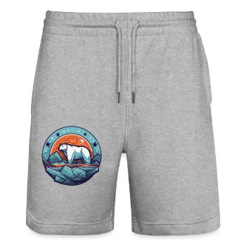 Le dernier ours polaire - Short de jogging bio TRAINER Stanley/Stella unisexe - gris chiné - Devant - Nik (191cm) & Marisol (170cm)