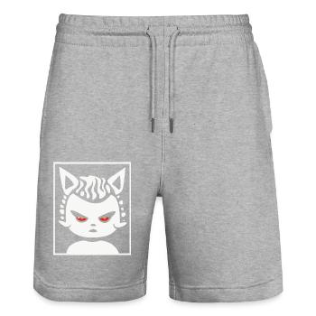 Dodu Pubby Cat Fille - Short de jogging bio TRAINER Stanley/Stella unisexe - gris chiné - Devant - Nik (191cm) & Marisol (170cm)