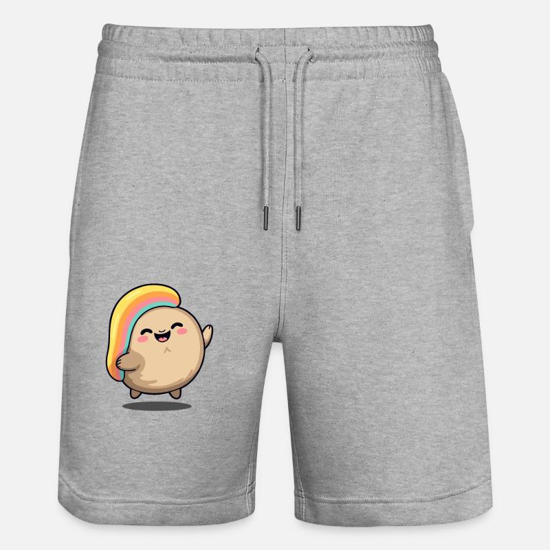 Glückliches niedliches Chibi Ding - Stanley/Stella Unisex Bio Joggingshorts Trainer  - Grau meliert