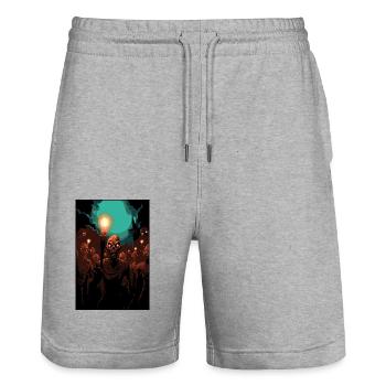 Parody of the Zombie Lynch Mob - Stanley/Stella Trainer Unisex Organic Jogging Shorts - heather grey - Front - Nik (191cm) & Marisol (170cm)