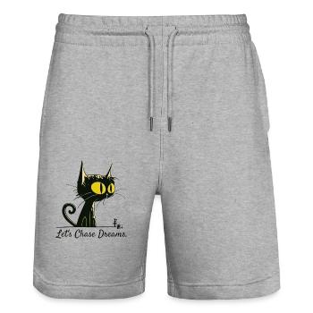 Let's chase dreams like a cute cartoon cat - Stanley/Stella Trainer Unisex Organic Jogging Shorts - heather grey - Front - Nik (191cm) & Marisol (170cm)