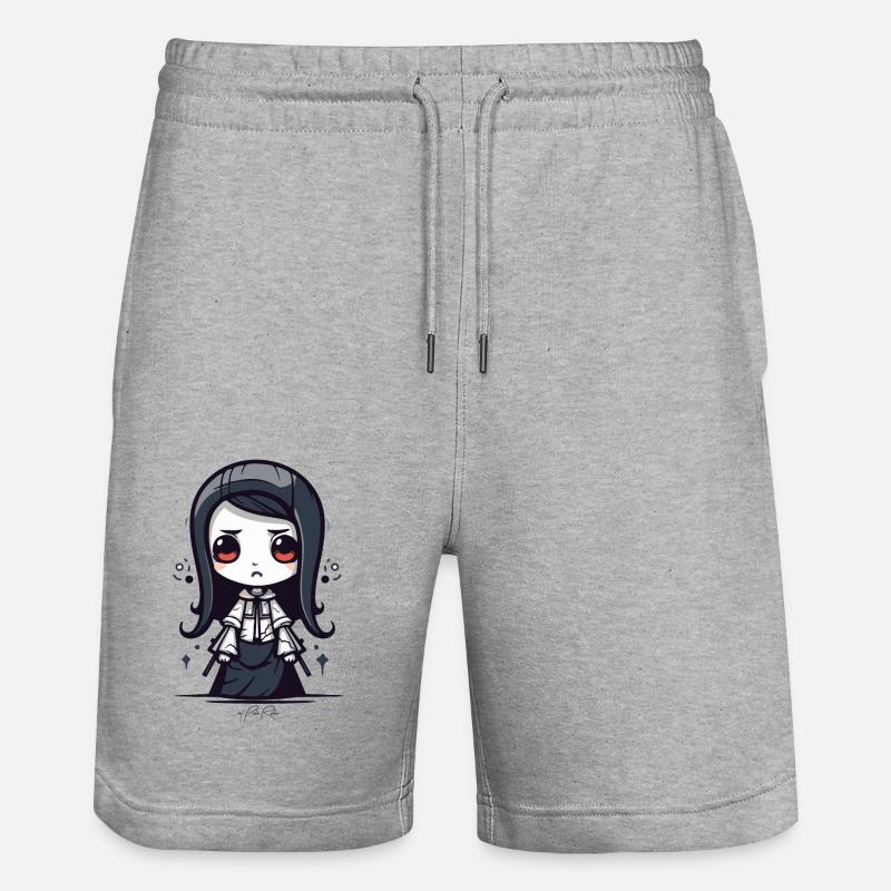 Chibi Japanisches Samurai-Mädchen - Stanley/Stella Unisex Bio Joggingshorts Trainer  - Grau meliert