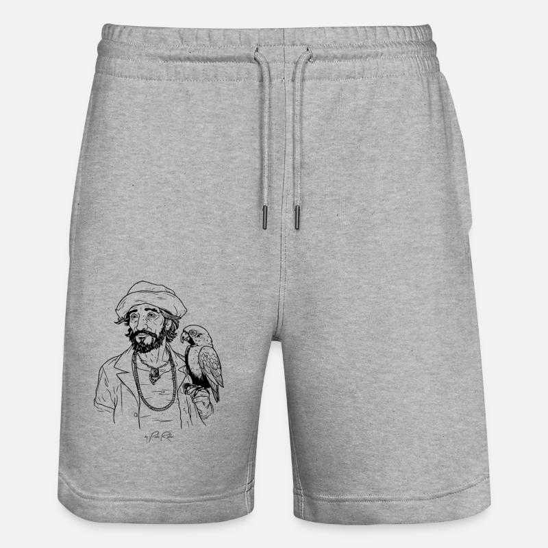 Pirate attrayant avec perroquet - Short de jogging bio TRAINER Stanley/Stella unisexe - gris chiné