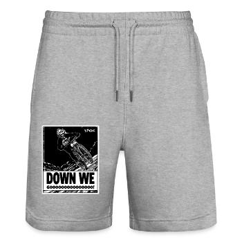Abwärts geht es: Downhill mountain bike - Stanley/Stella Unisex Bio Joggingshorts Trainer  - Grau meliert - Vorne - Nik (191cm) & Marisol (170cm)