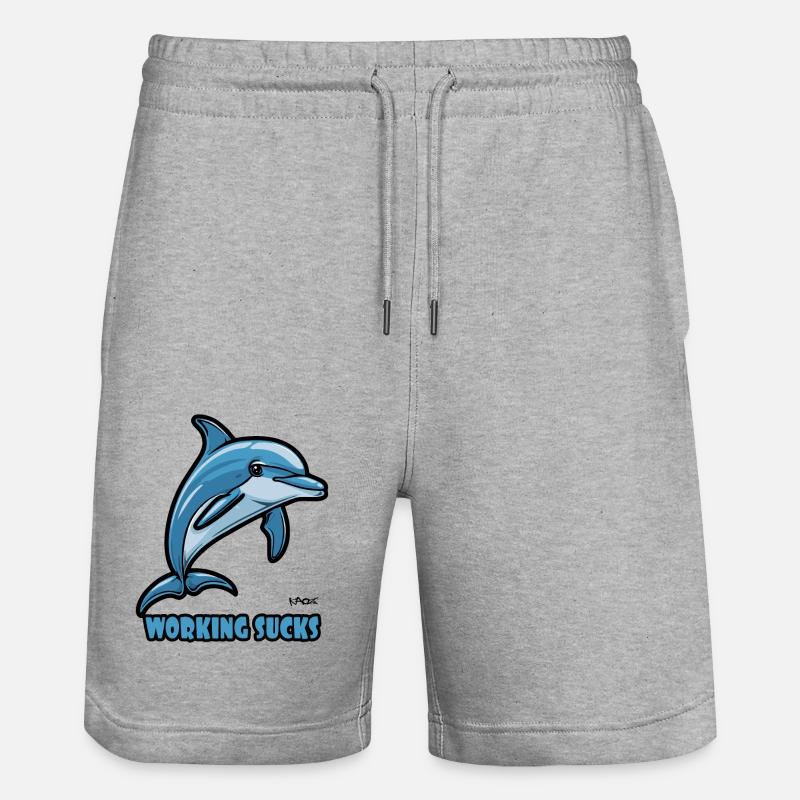Le travail agace les dauphins - Short de jogging bio TRAINER Stanley/Stella unisexe - gris chiné