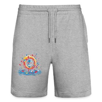 A spooky realm in the circle of delicious donuts - Stanley/Stella Trainer Unisex Organic Jogging Shorts - heather grey - Front - Nik (191cm) & Marisol (170cm)