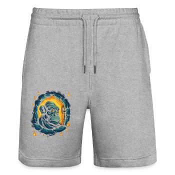 Die Nacht des sternen hellen Kerker-Affen - Stanley/Stella Unisex Bio Joggingshorts Trainer  - Grau meliert - Vorne - Nik (191cm) & Marisol (170cm)