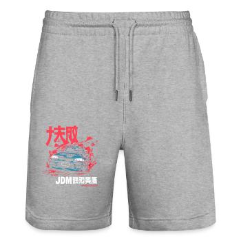 JDM Street Racing 90s Sports Car from Japan - Stanley/Stella Trainer Unisex Organic Jogging Shorts - heather grey - Front - Nik (191cm) & Marisol (170cm)