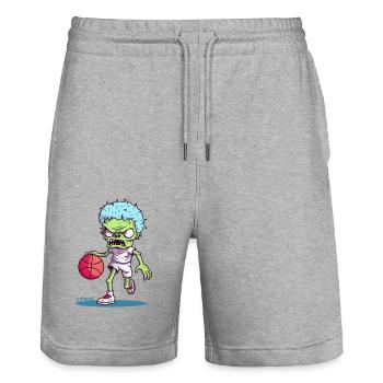 Joueur de basket-ball zombie aux couleurs de bonbons drôles - Short de jogging bio TRAINER Stanley/Stella unisexe - gris chiné - Devant - Nik (191cm) & Marisol (170cm)
