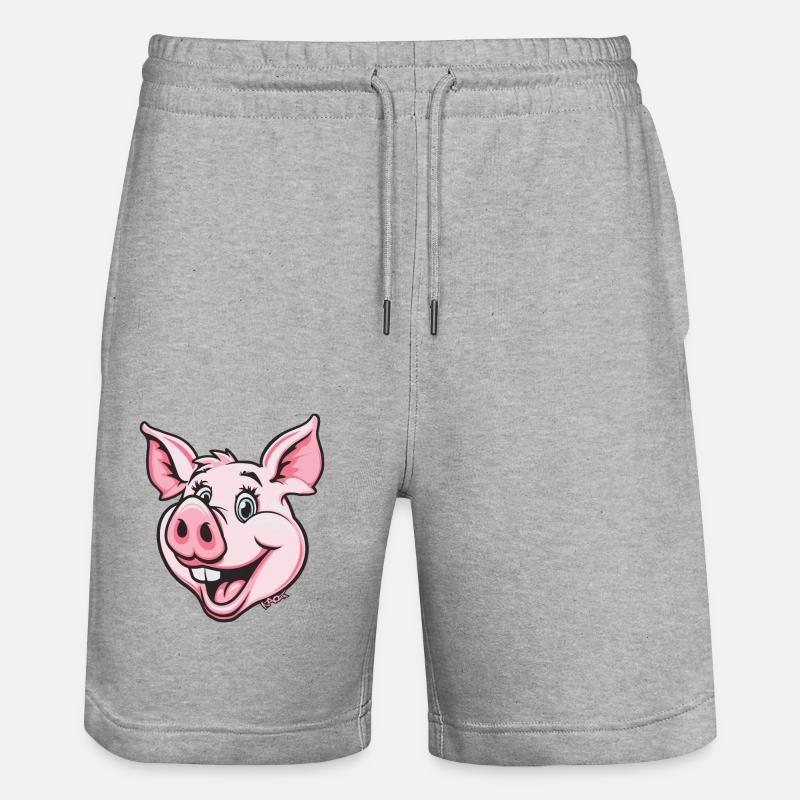 Drôle de cochon rose heureux - Short de jogging bio TRAINER Stanley/Stella unisexe - gris chiné