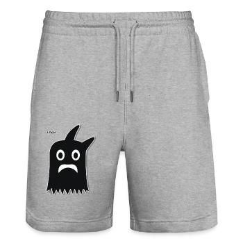 Black Funny Cartoon Ghost - Stanley/Stella Trainer Unisex Organic Jogging Shorts - heather grey - Front - Nik (191cm) & Marisol (170cm)