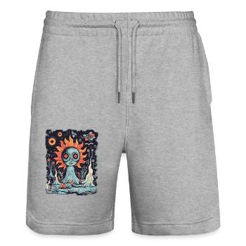 Sunflower from hell - Stanley/Stella Trainer Unisex Organic Jogging Shorts - heather grey - Front - Nik (191cm) & Marisol (170cm)