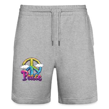 Couleurs de l’arc-en-ciel, nuages blancs et paix - Short de jogging bio TRAINER Stanley/Stella unisexe - gris chiné - Devant - Nik (191cm) & Marisol (170cm)
