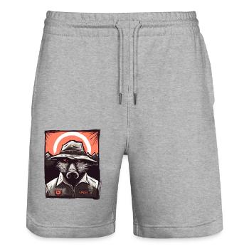 Funny Nature and Outdoor Ranger Pig - Stanley/Stella Trainer Unisex Organic Jogging Shorts - heather grey - Front - Nik (191cm) & Marisol (170cm)