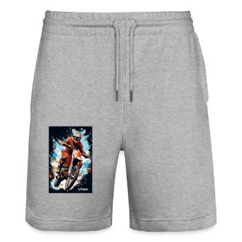 Cool Motorcycle Motocross - Stanley/Stella Trainer Unisex Organic Jogging Shorts - heather grey - Front - Nik (191cm) & Marisol (170cm)