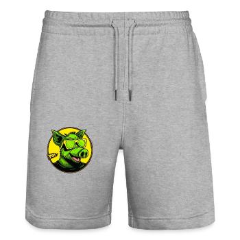 The coolest pig, yo - Stanley/Stella Trainer Unisex Organic Jogging Shorts - heather grey - Front - Nik (191cm) & Marisol (170cm)
