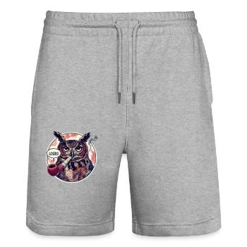 Eule mit Tabakpfeife sagt "Verlierer" - Stanley/Stella Unisex Bio Joggingshorts Trainer  - Grau meliert - Vorne - Nik (191cm) & Marisol (170cm)
