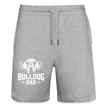 BULLDOGGENVATER, BULLDOGGENWÄCHTER: WALDWÄCHTER - Stanley/Stella Unisex Bio Joggingshorts Trainer  - Grau meliert - Vorne - Nik (191cm) & Marisol (170cm)