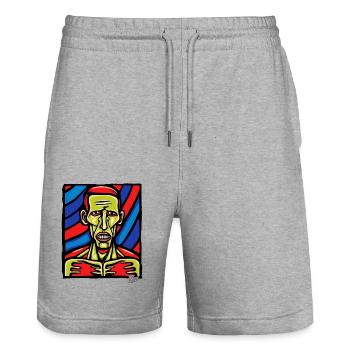 Abstract Art of a Zombie - Stanley/Stella Trainer Unisex Organic Jogging Shorts - heather grey - Front - Nik (191cm) & Marisol (170cm)