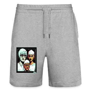 Pop Art et médecins de l’horreur - Short de jogging bio TRAINER Stanley/Stella unisexe - gris chiné - Devant - Nik (191cm) & Marisol (170cm)